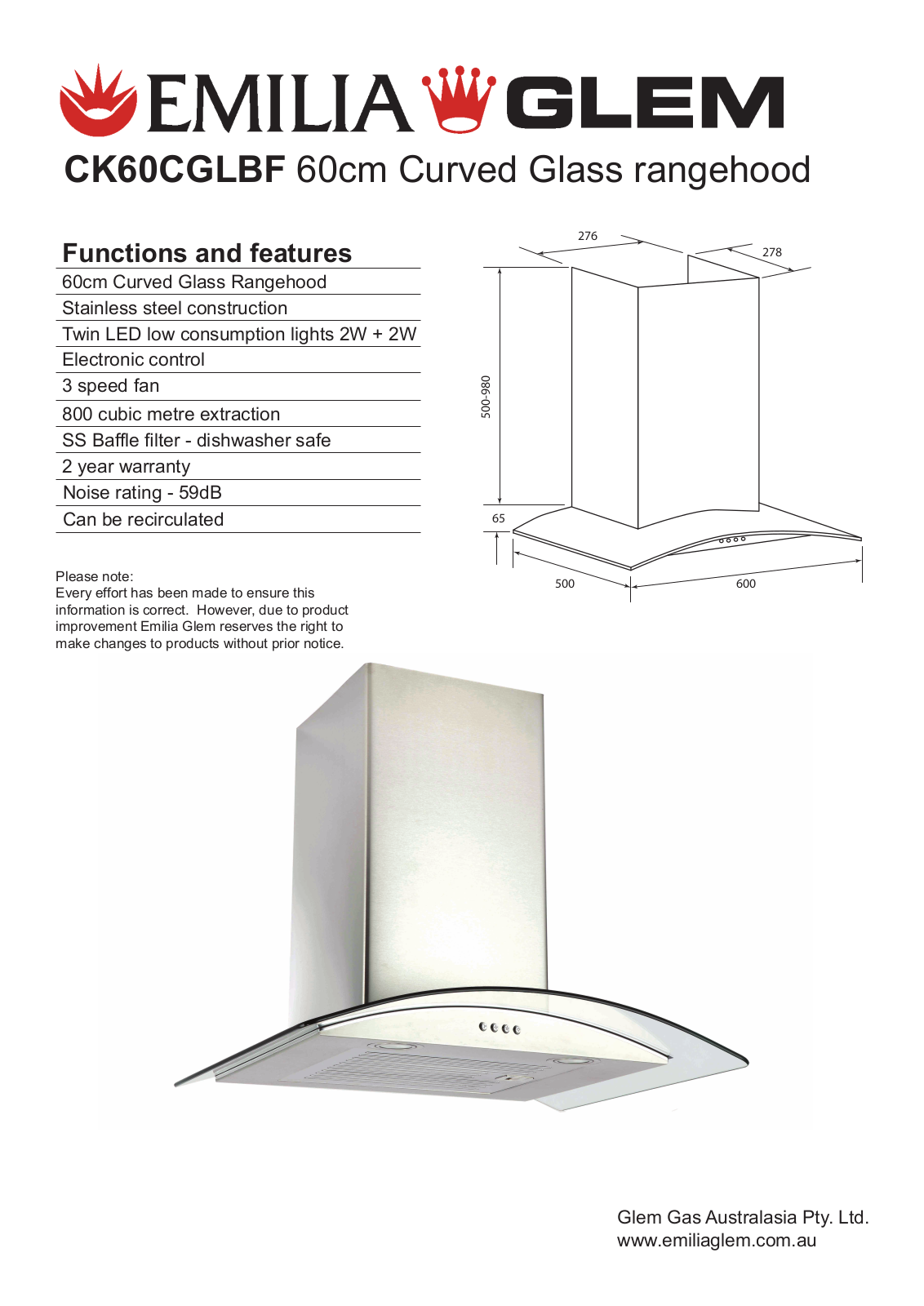 Glem CK60CGLBF User Manual