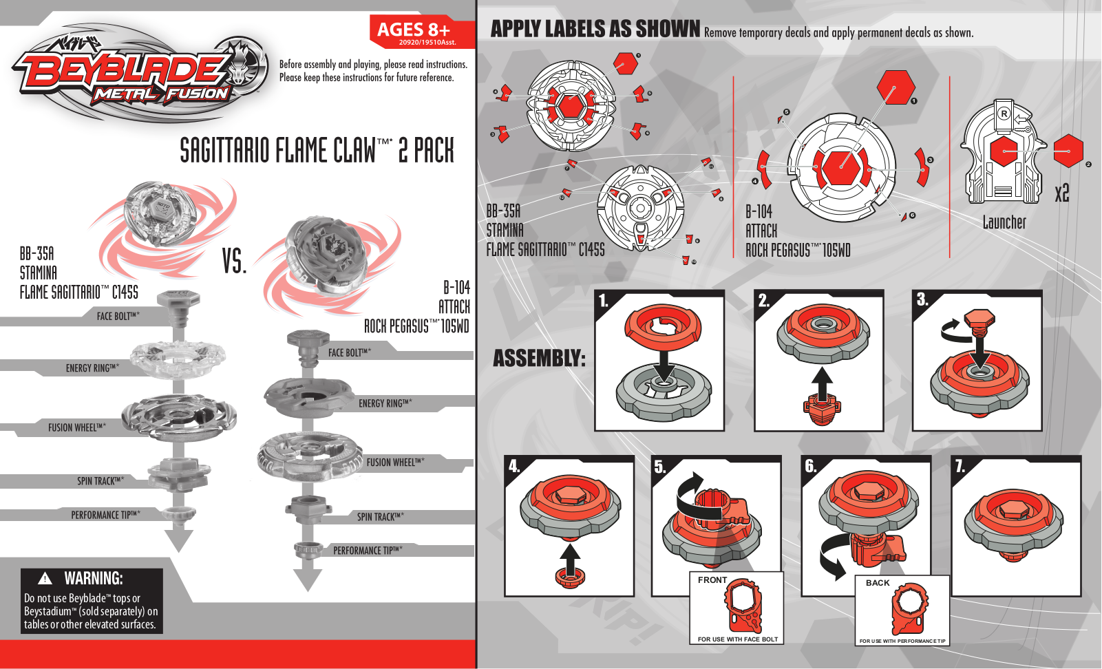 HASBRO Beyblade Metal Fusion Stamina Flame Sagittario User Manual