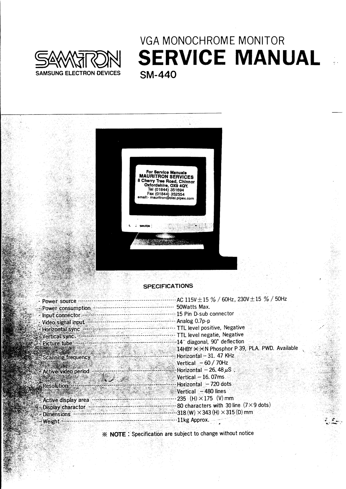 Samsung SM-440 Service manual