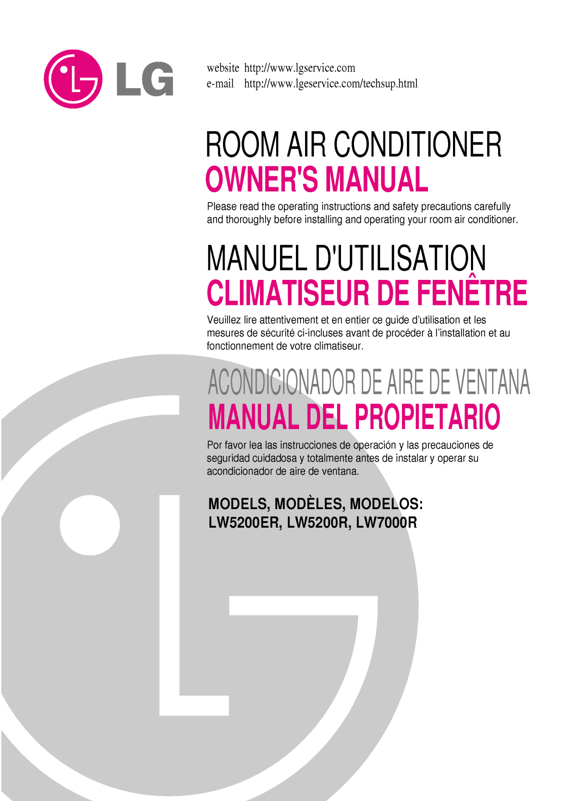 LG LW5200R, LW7000R User Manual