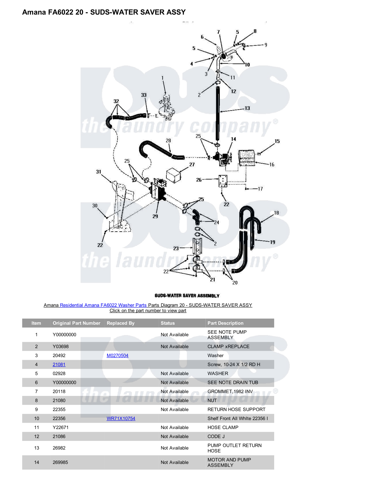 Amana FA6022 Parts Diagram