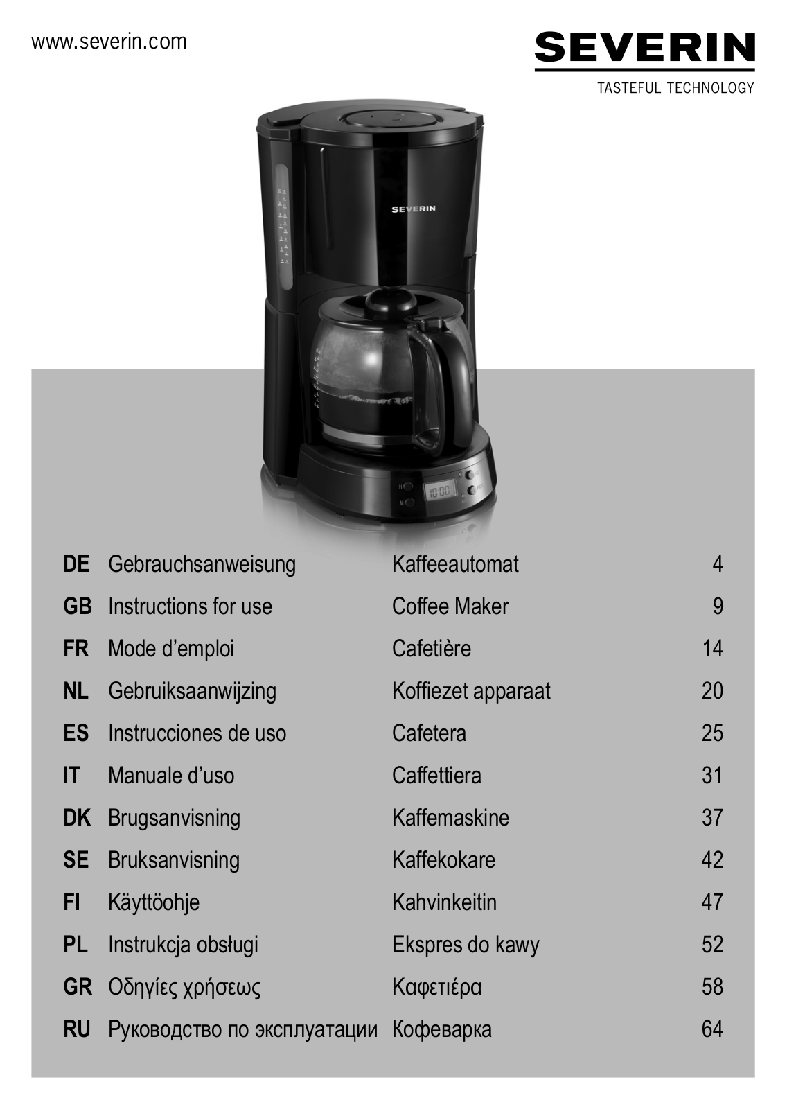 Severin KA 4192, KA 4191, KA 4190 User Manual