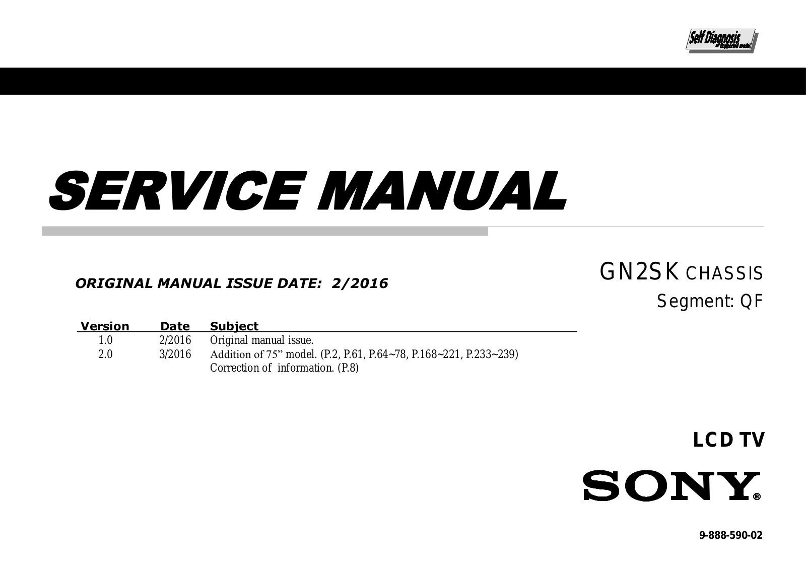 Sony XBR-55X930D, XBR-65X930D, XBR-65X935D, XBR-65X937D, XBR-75X940D Service Manual