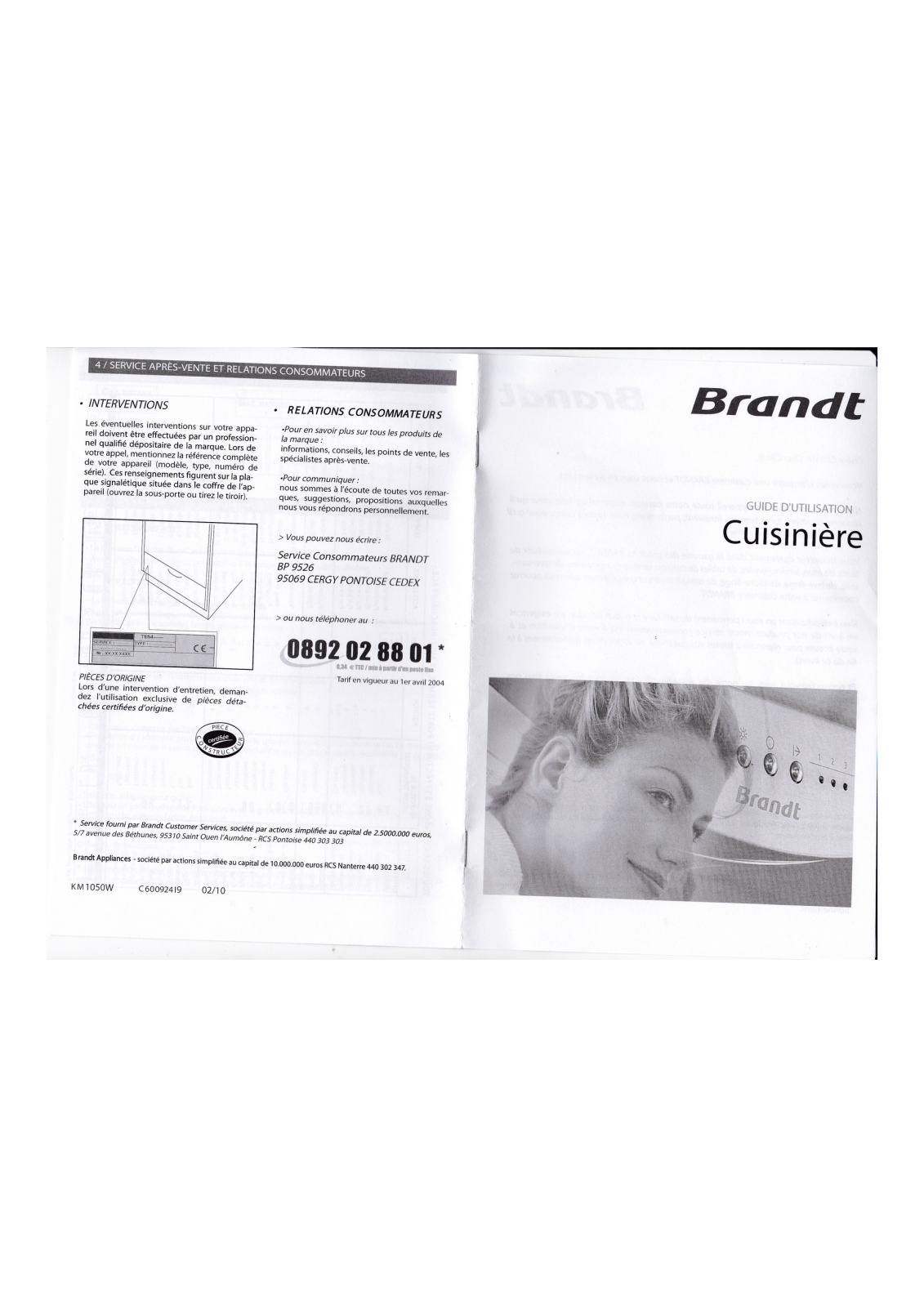 BRANDT KG1050W User Manual