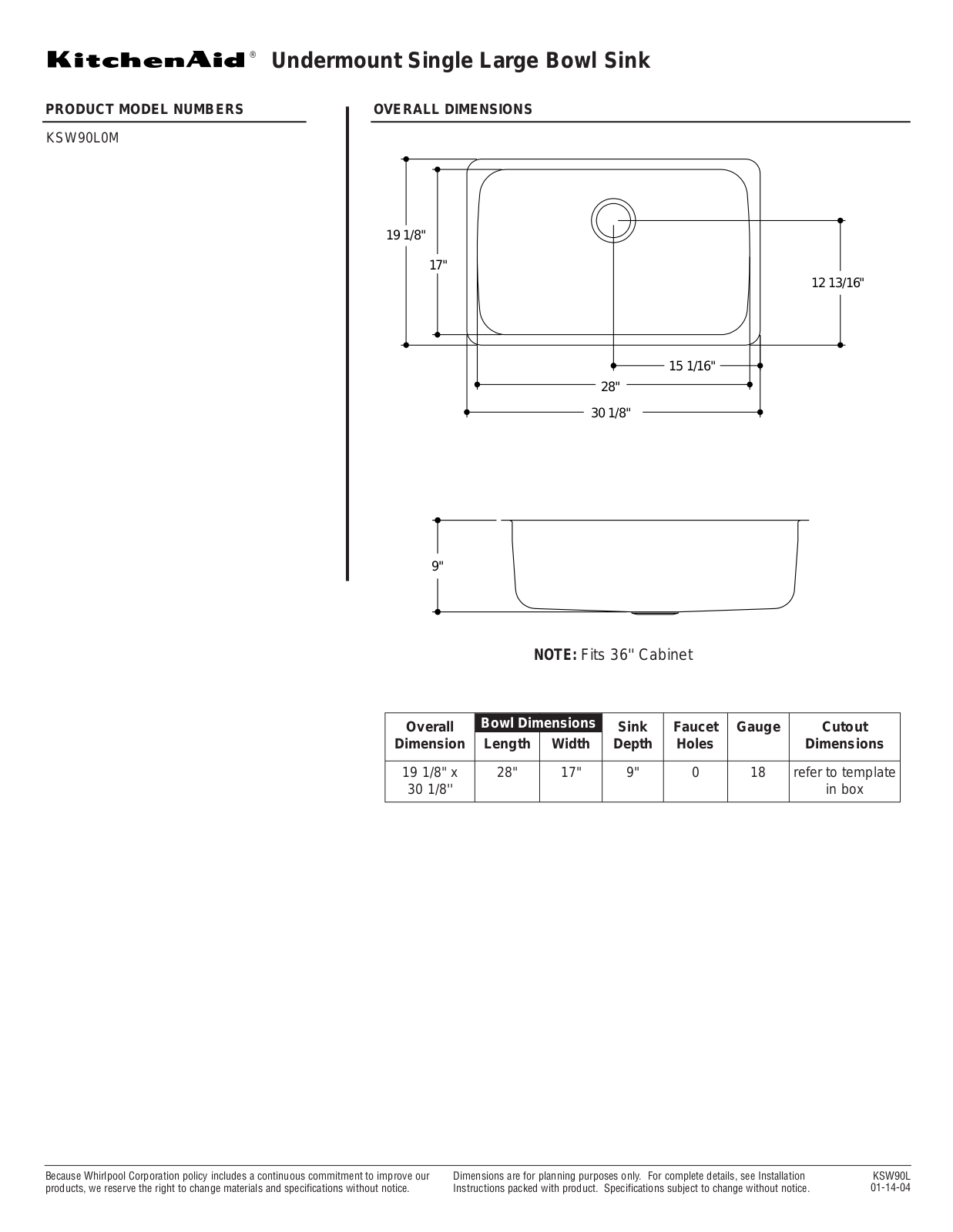 KitchenAid KSW90L0MMR User Manual