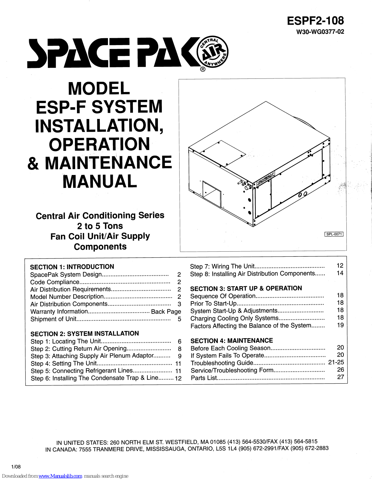 SpacePak ESP-F, ESP-2430F, ESP-3642F, ESP-4860F Installation, Operation & Maintenance Manual - ManualMachine.com
