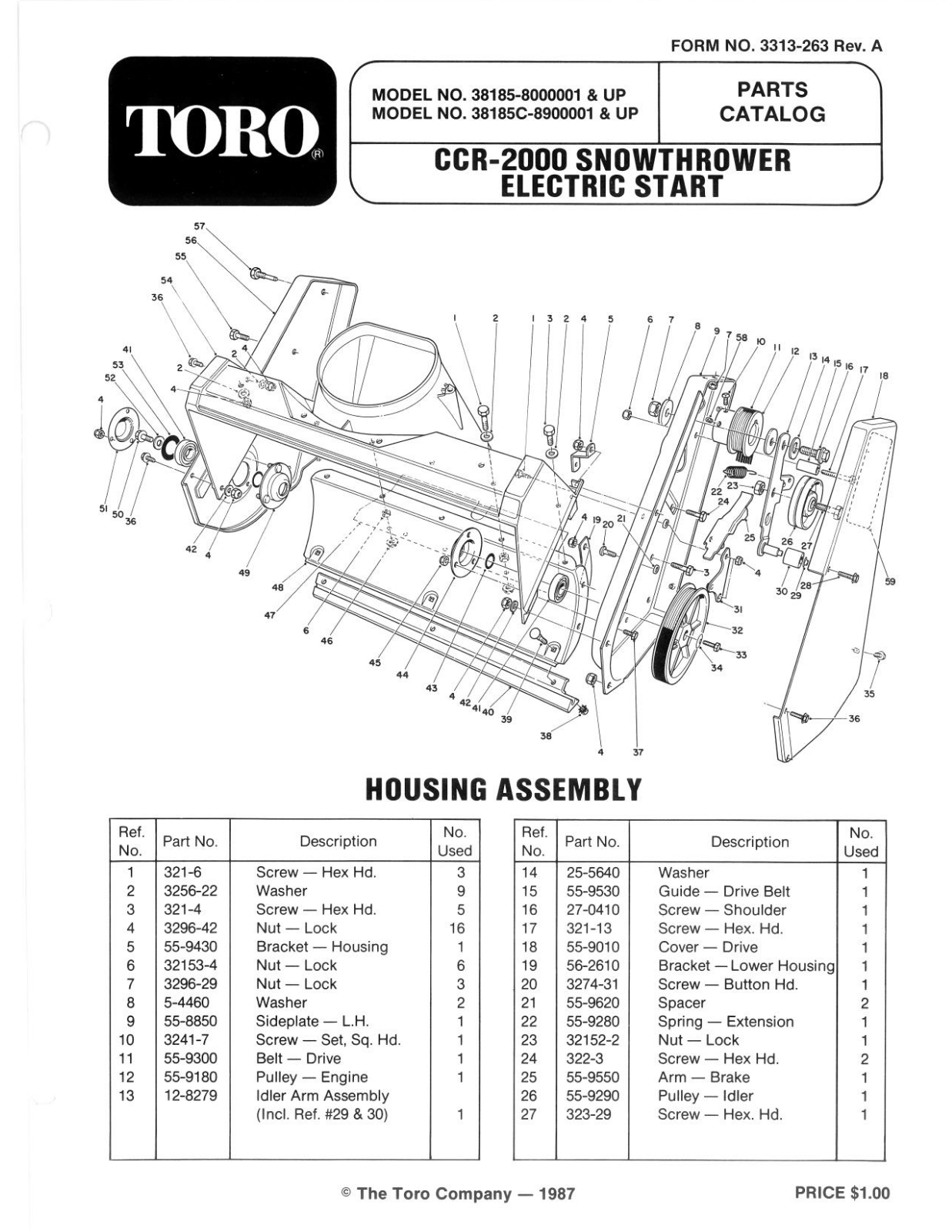 Toro 38185 Parts Catalogue