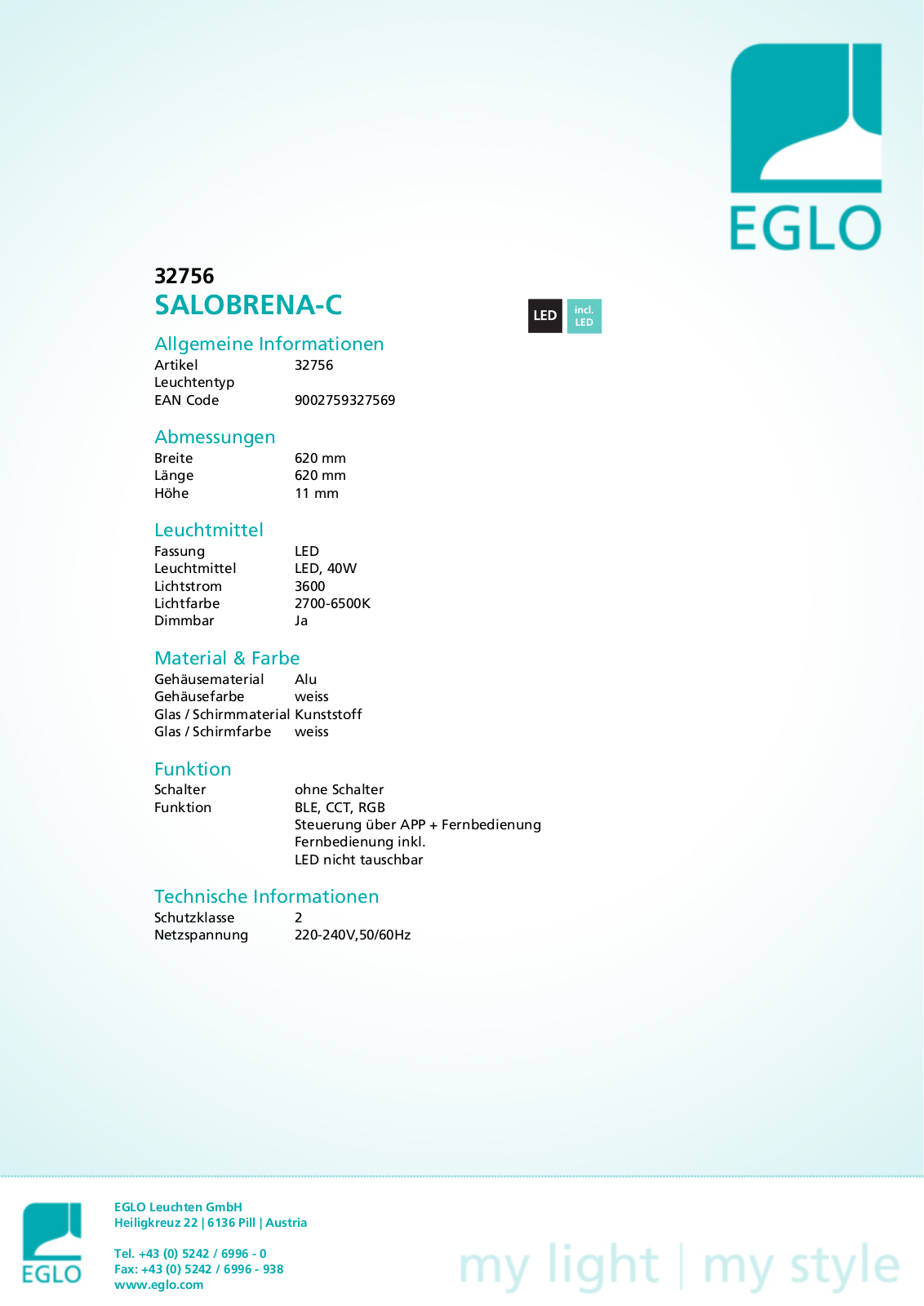 Eglo 32756 Service Manual