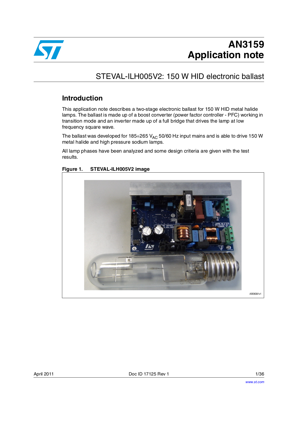 ST AN3159 APPLICATION NOTE