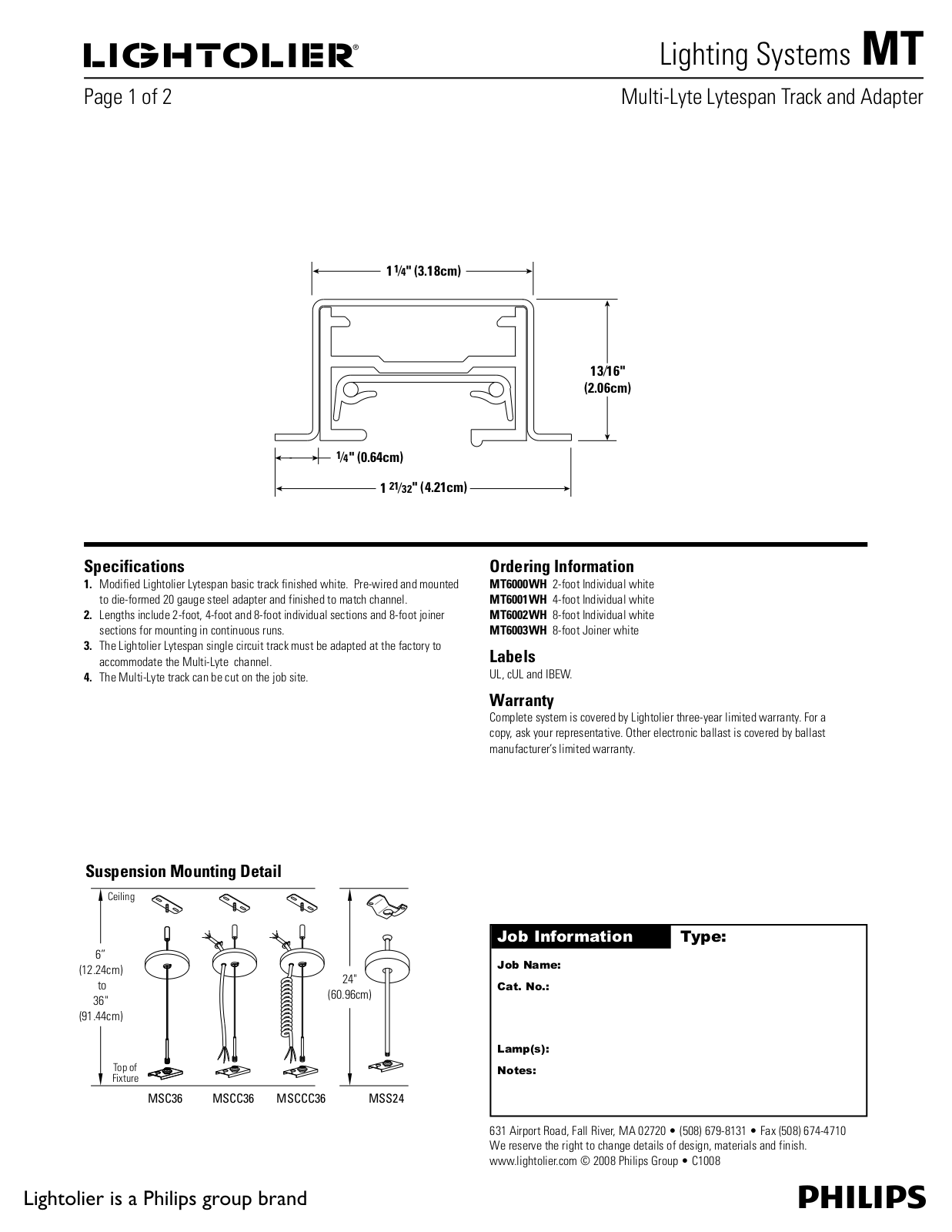 Lightolier MT User Manual