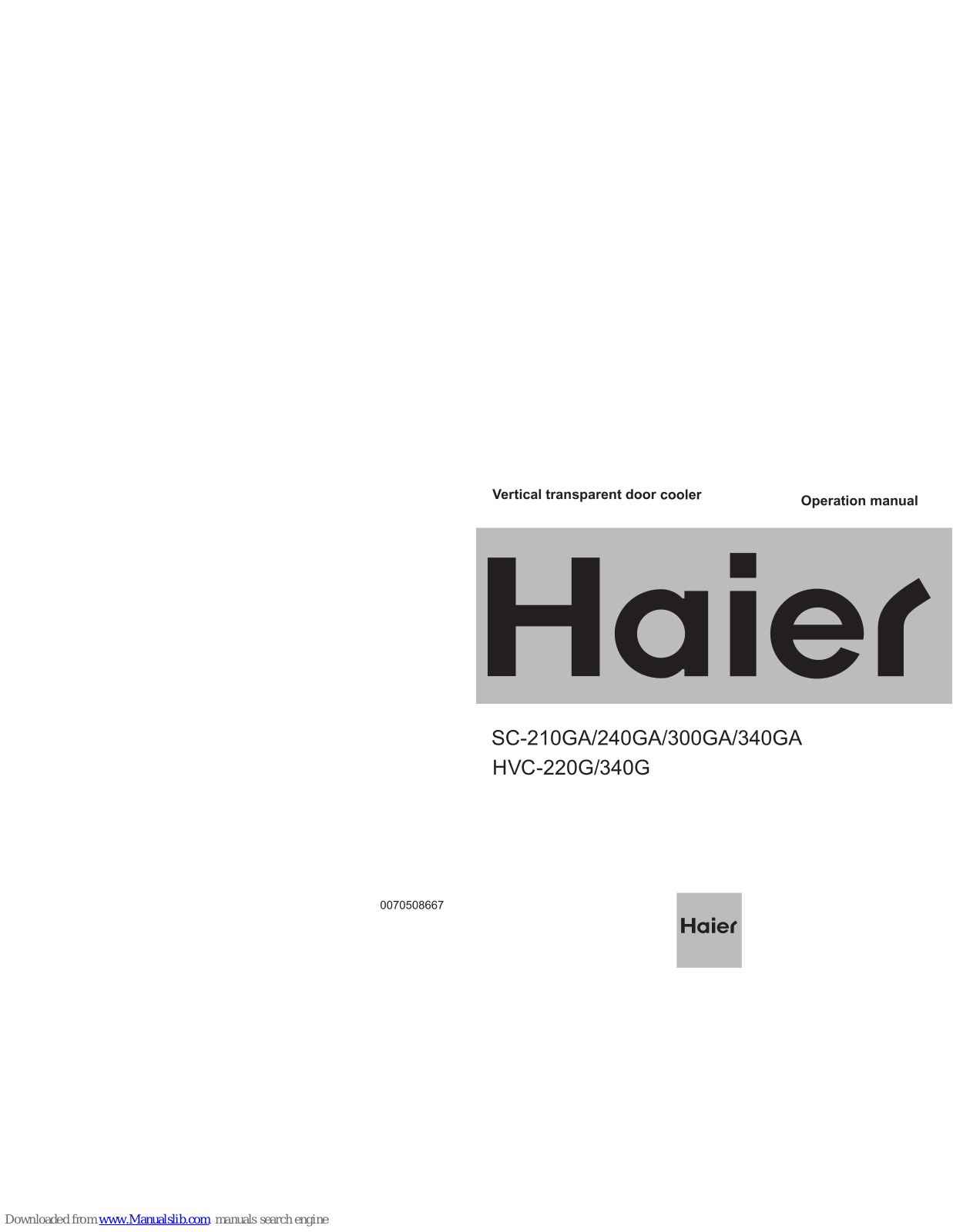 Haier SC-210GA Operation Manual