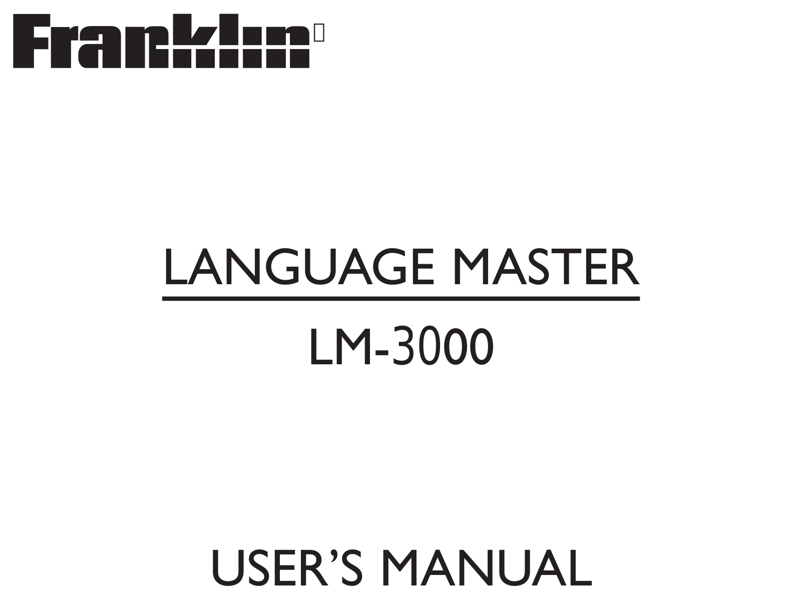 Franklin LM-3000 User Manual