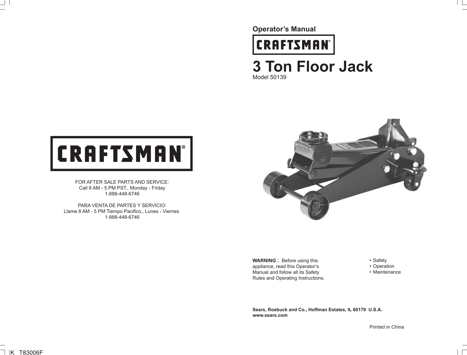 Craftsman 50139 User Manual