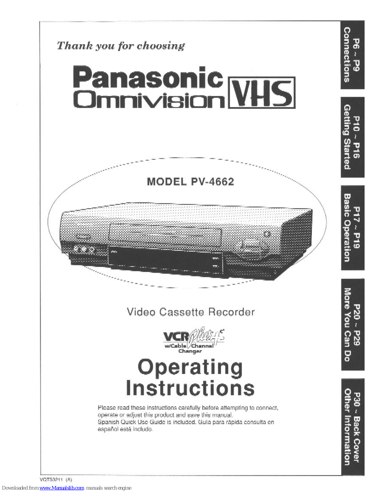 Panasonic Omnivision PV-4662 Operating Instructions Manual