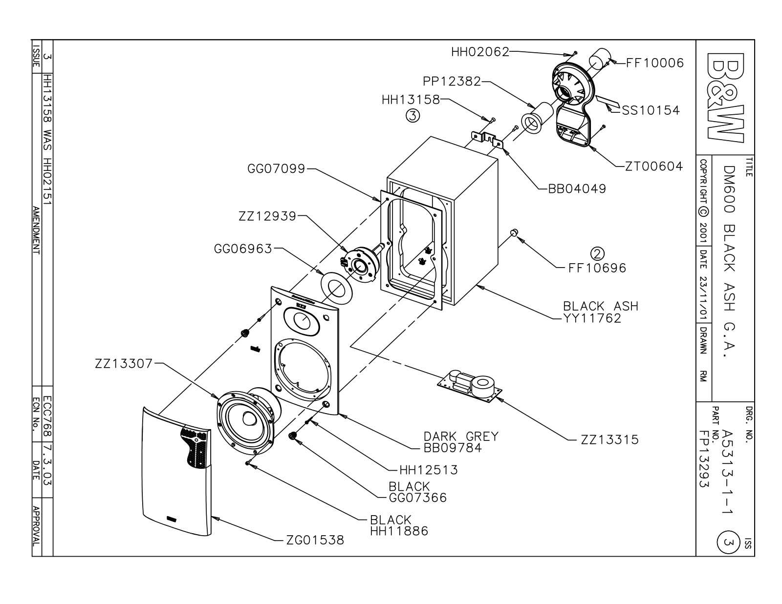 Bowers and Wilkins DM-600 Mk3, DM-600-S-3 Service manual