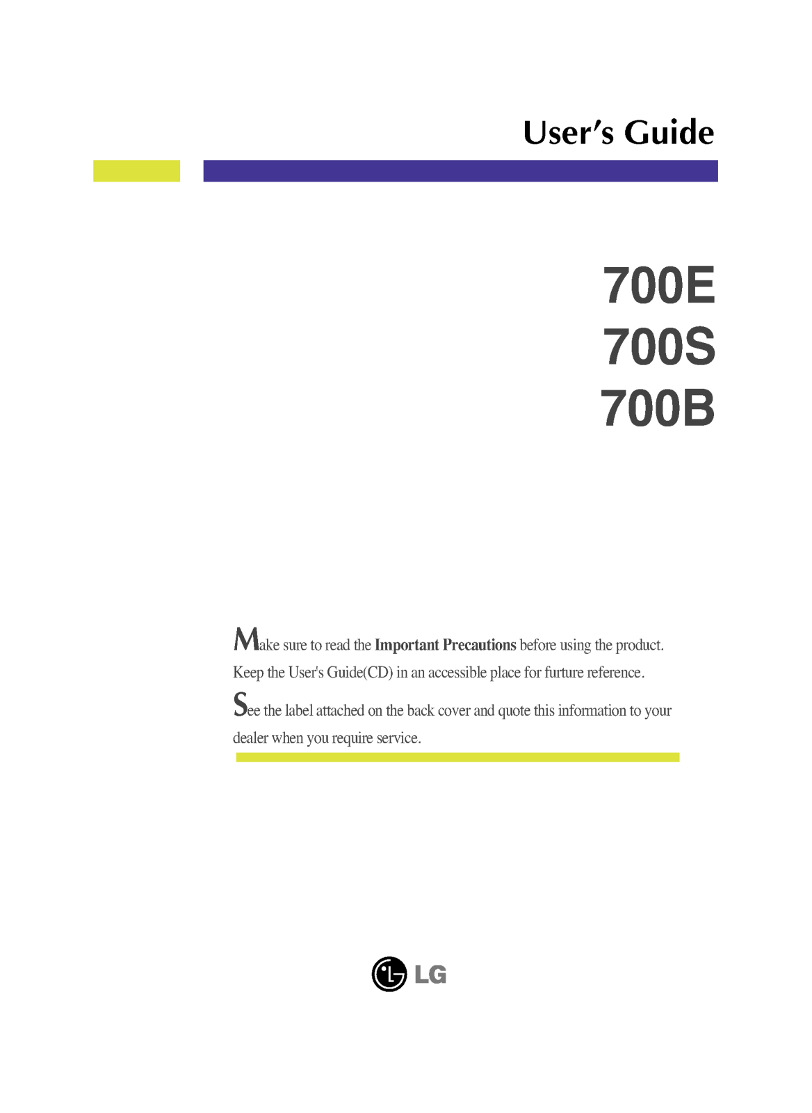 LG 700E-K, 700G User Manual