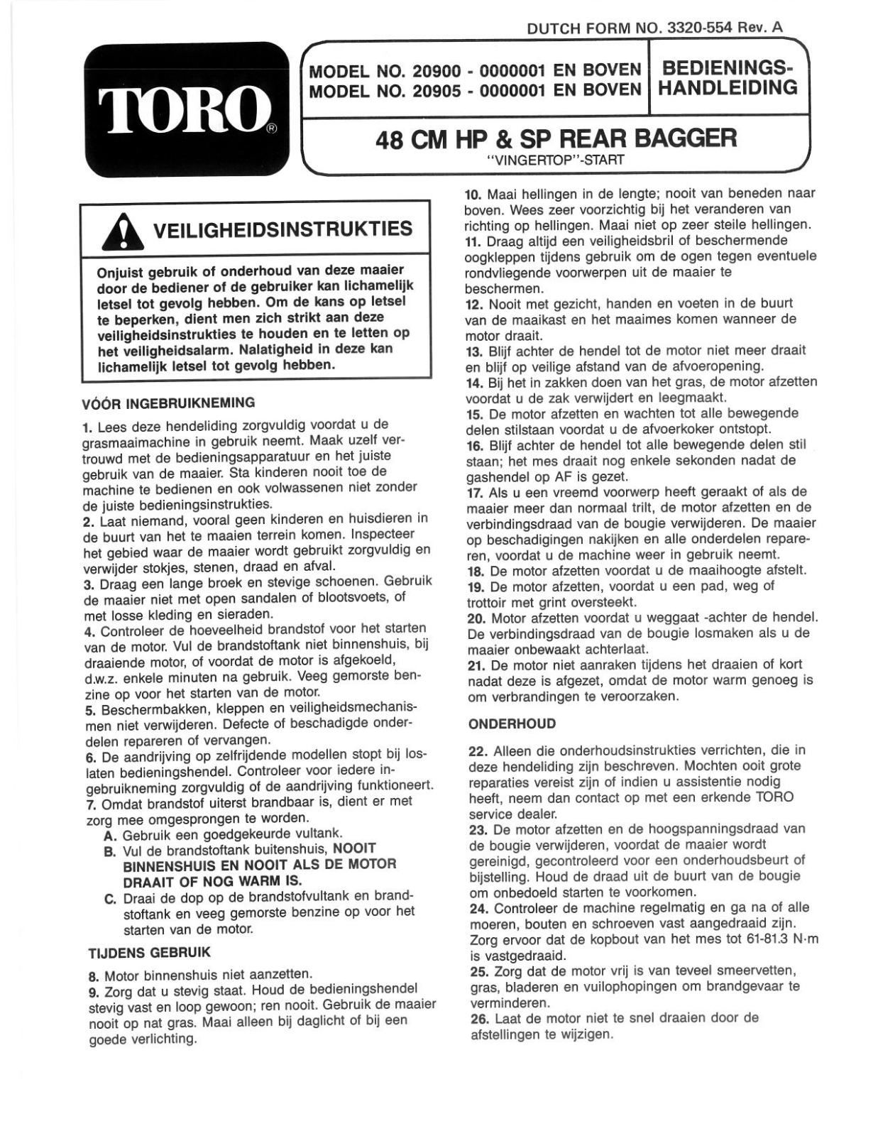 Toro 20900 Operator's Manual
