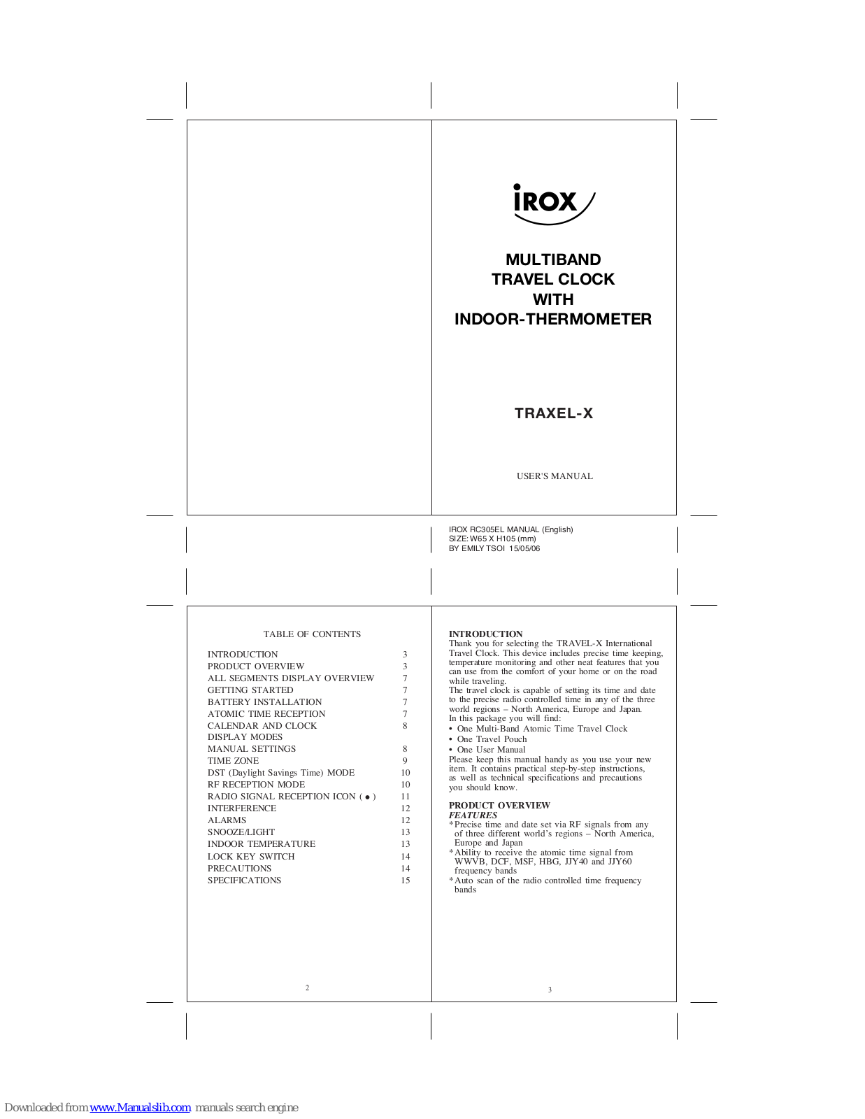 IROX TRAXEL-X User Manual