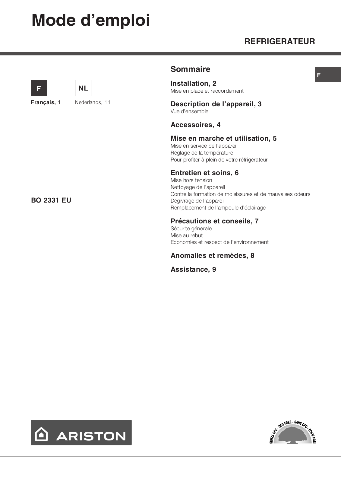 Hotpoint BO 2331 EU User Manual