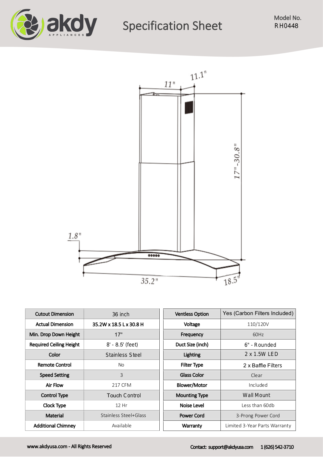 AKDY RH0448 Specifications