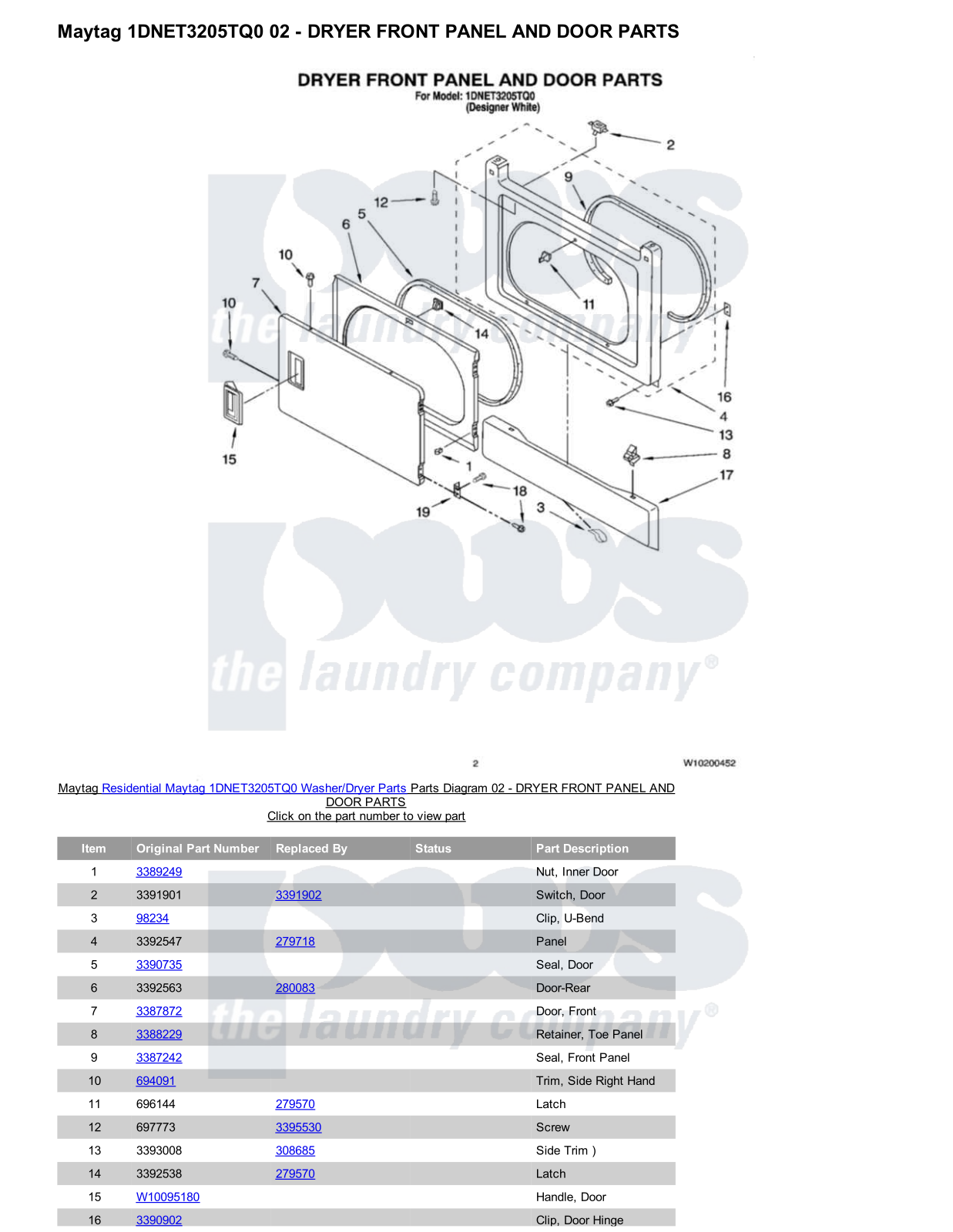 Maytag 1DNET3205TQ0/Dryer Parts Diagram