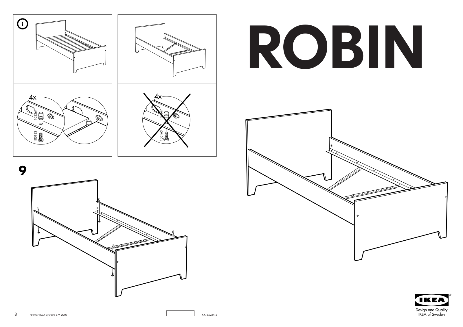 IKEA ROBIN BED TWIN Assembly Instruction