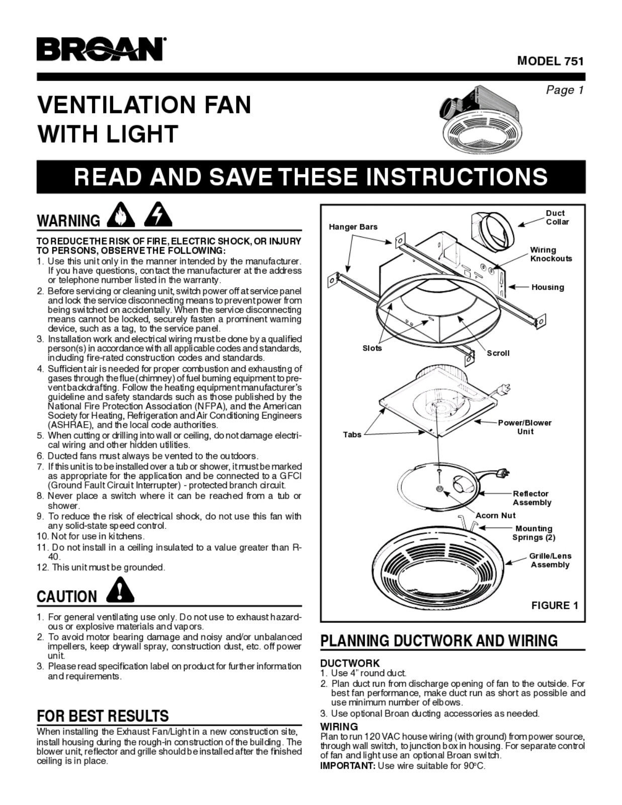 Broan 751 Installation Guide