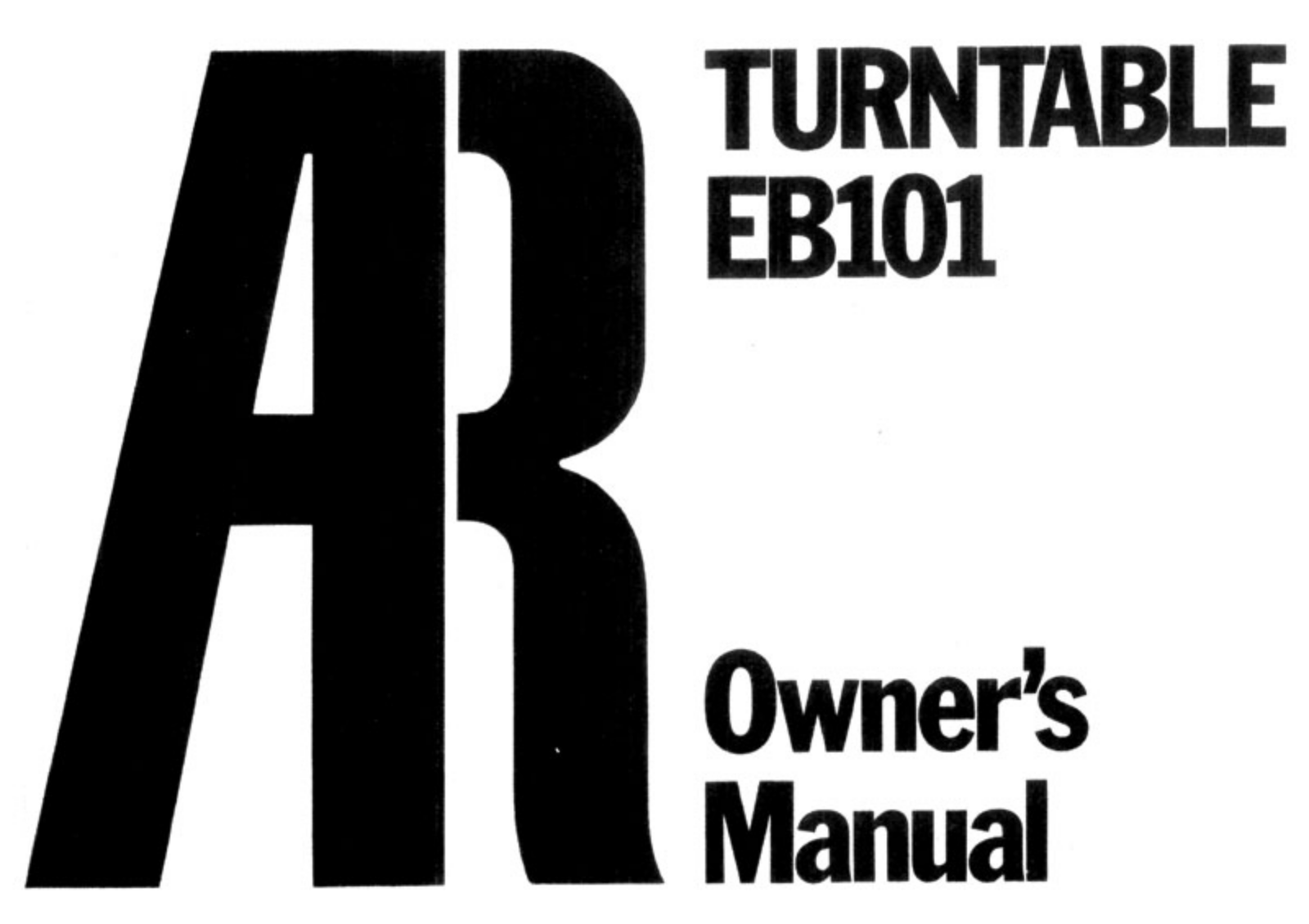 Acoustic Research EB-101 Owners manual