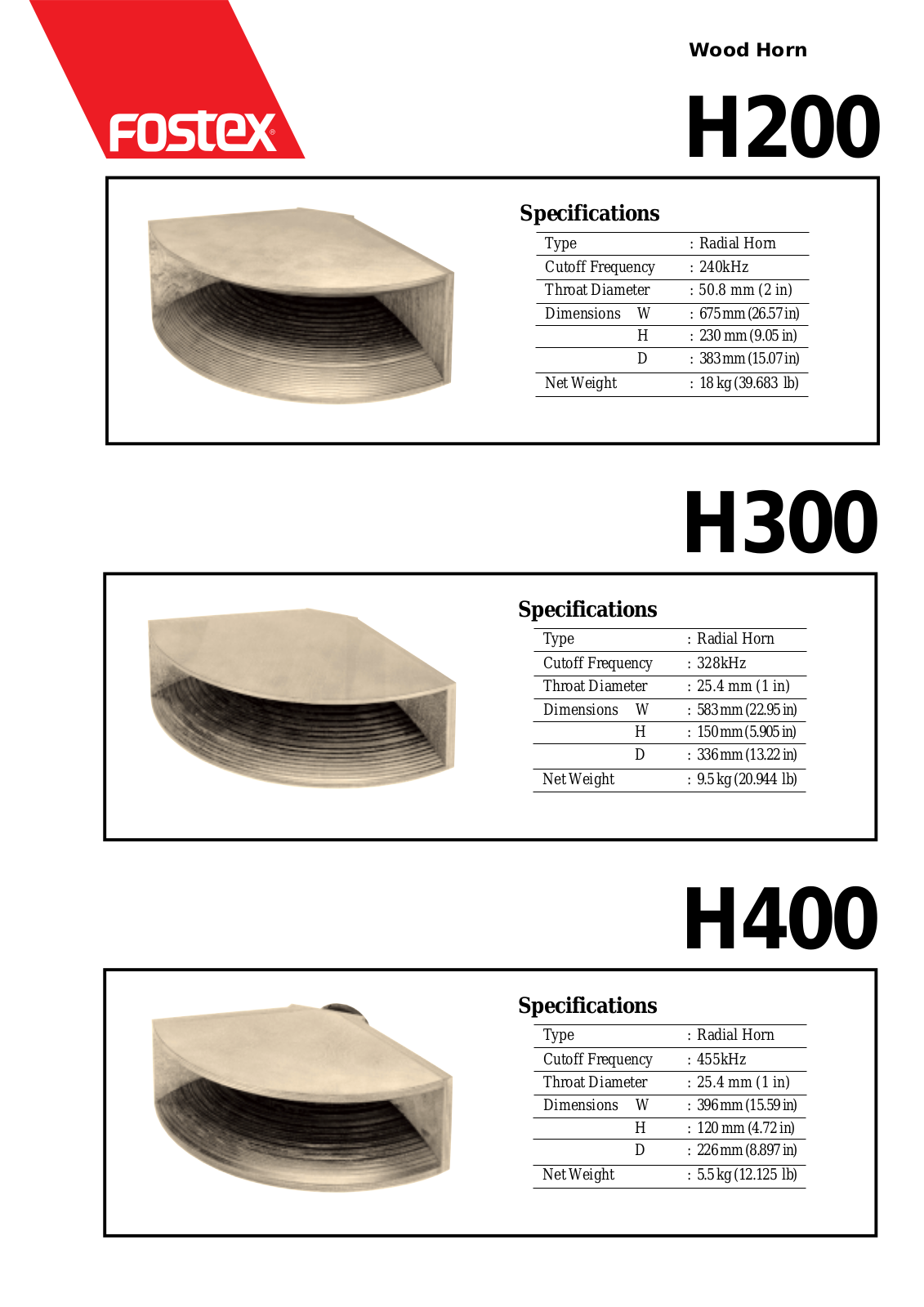 Fostex H400, H300, H200 User Manual