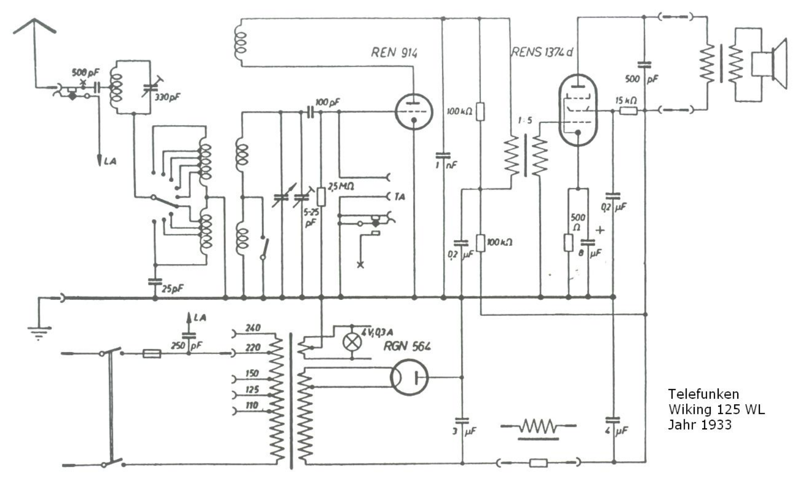 Telefunken Wiking-125-WL Schematic