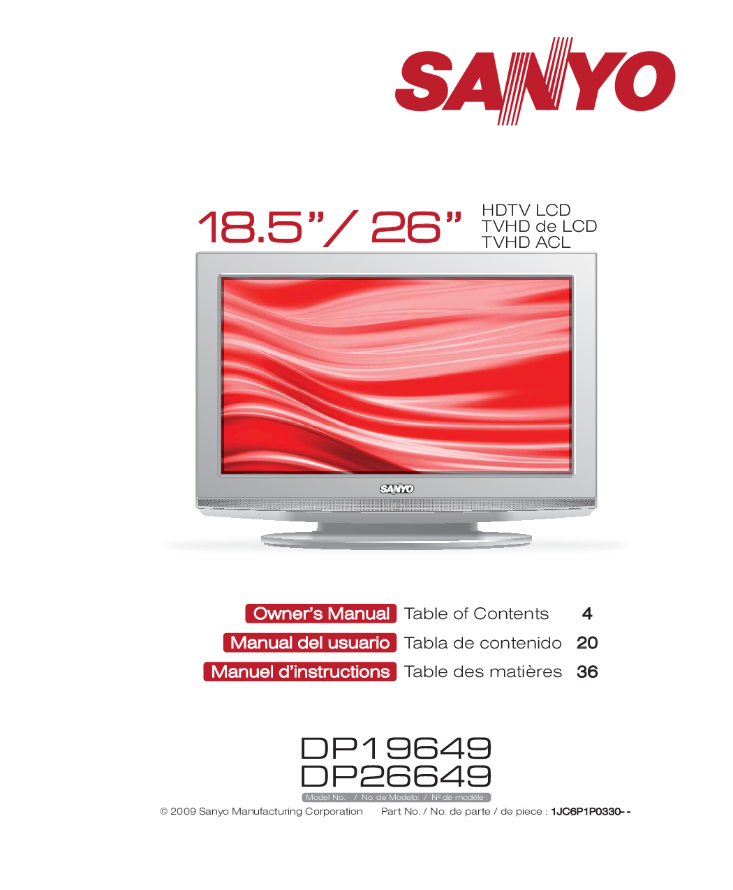 Sanyo DP19649, DP26649 User Manual
