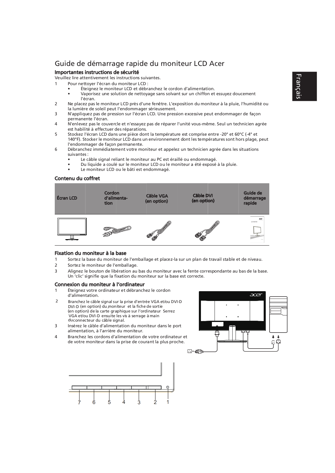 Acer KA210HQ QUICK START GUIDE