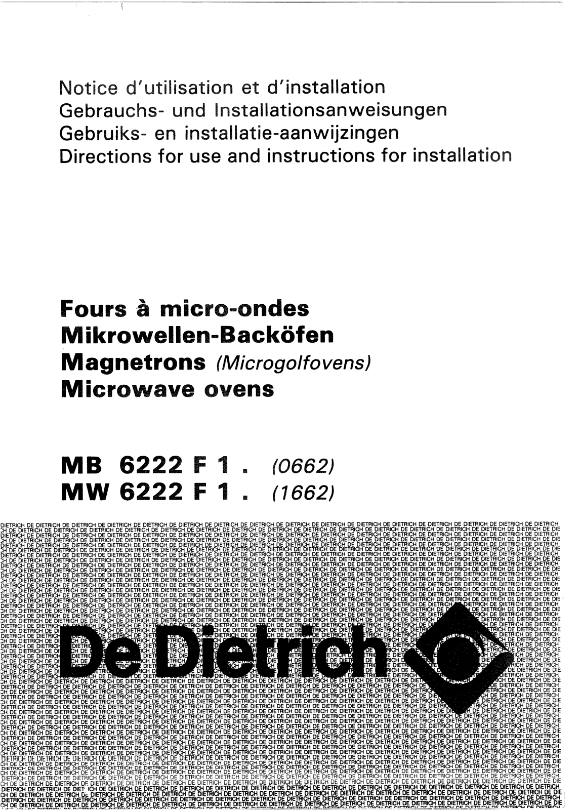 De dietrich MB2222F1, MB6222F1 User Manual