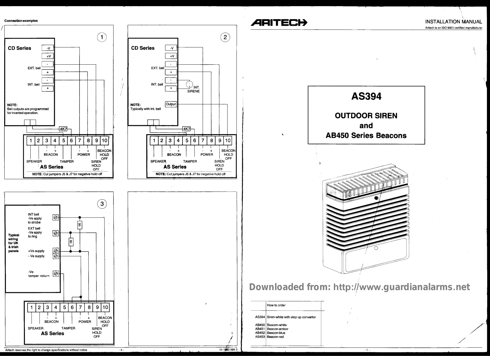 Aritech AS394 Installation Manual