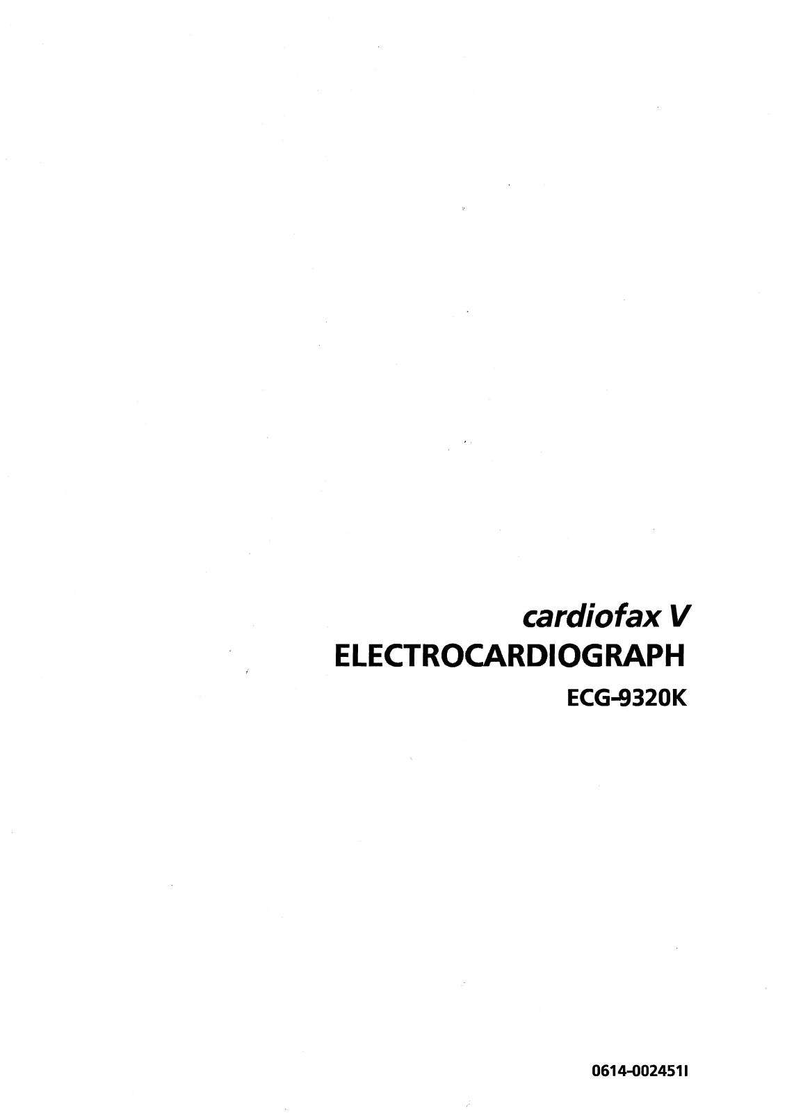 NIHON KOHDEN V ECG-9320K User manual