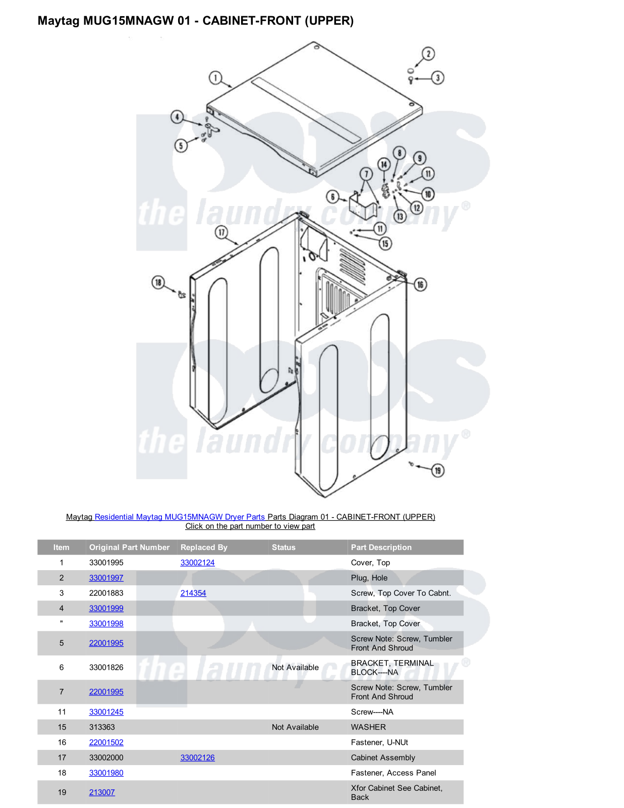 Maytag MUG15MNAGW Parts Diagram