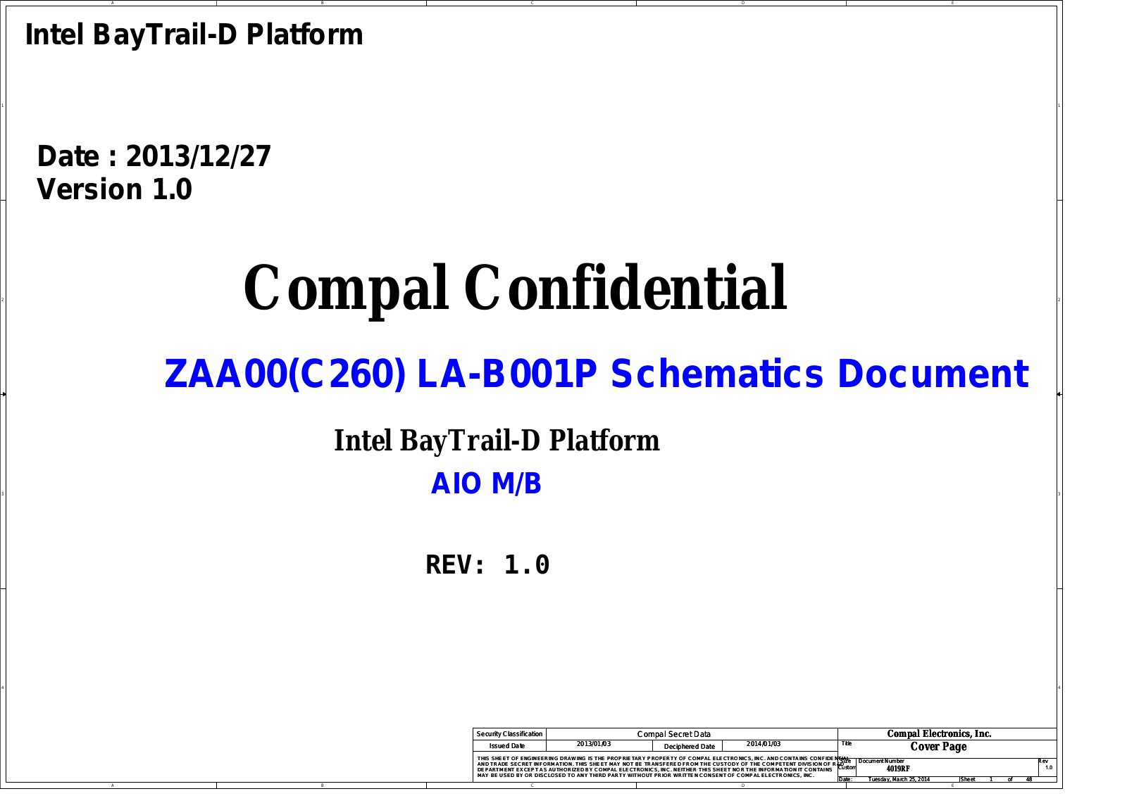 Compal LA-B001P ZAA00, IdeaCentre C260 Schematic