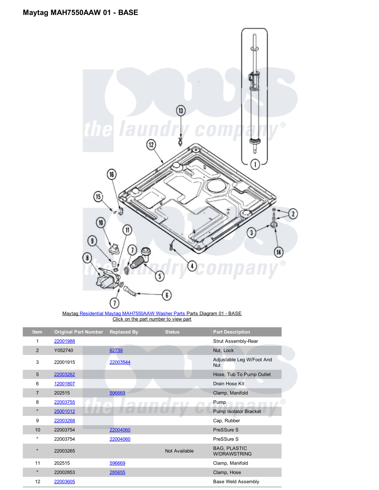 Maytag MAH7550AAW Parts Diagram