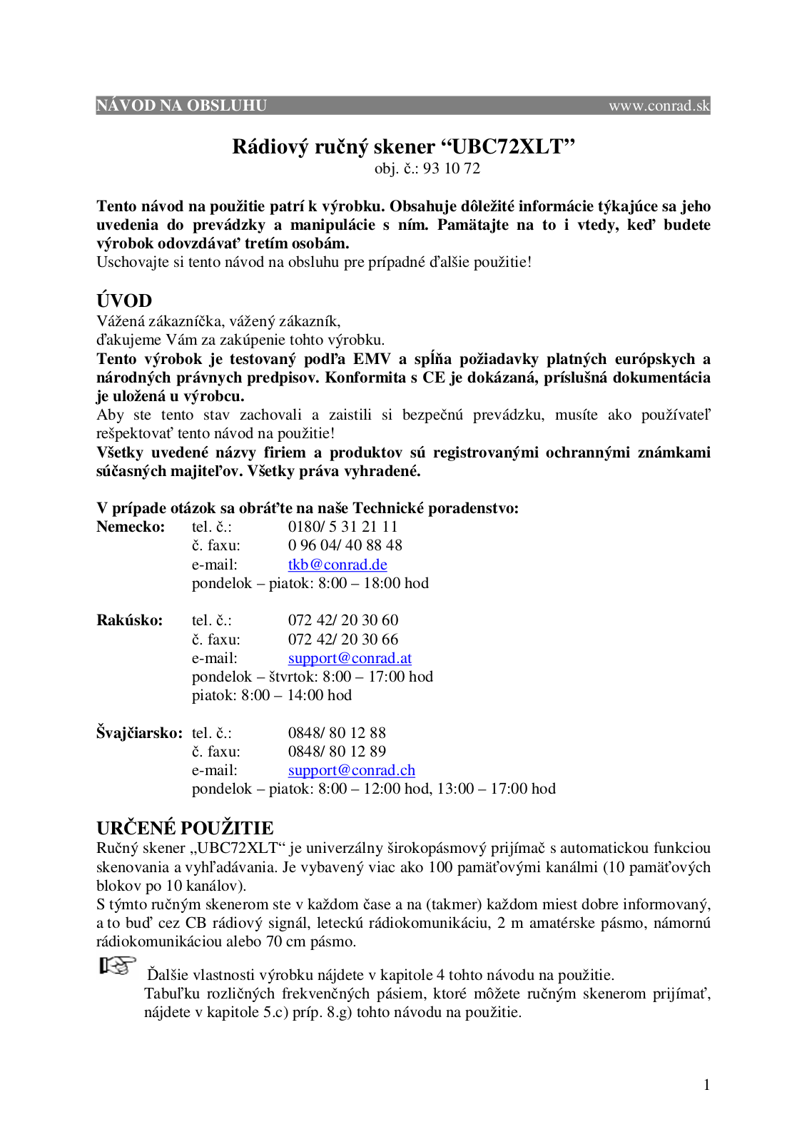 Albrecht UBC72XLT User guide