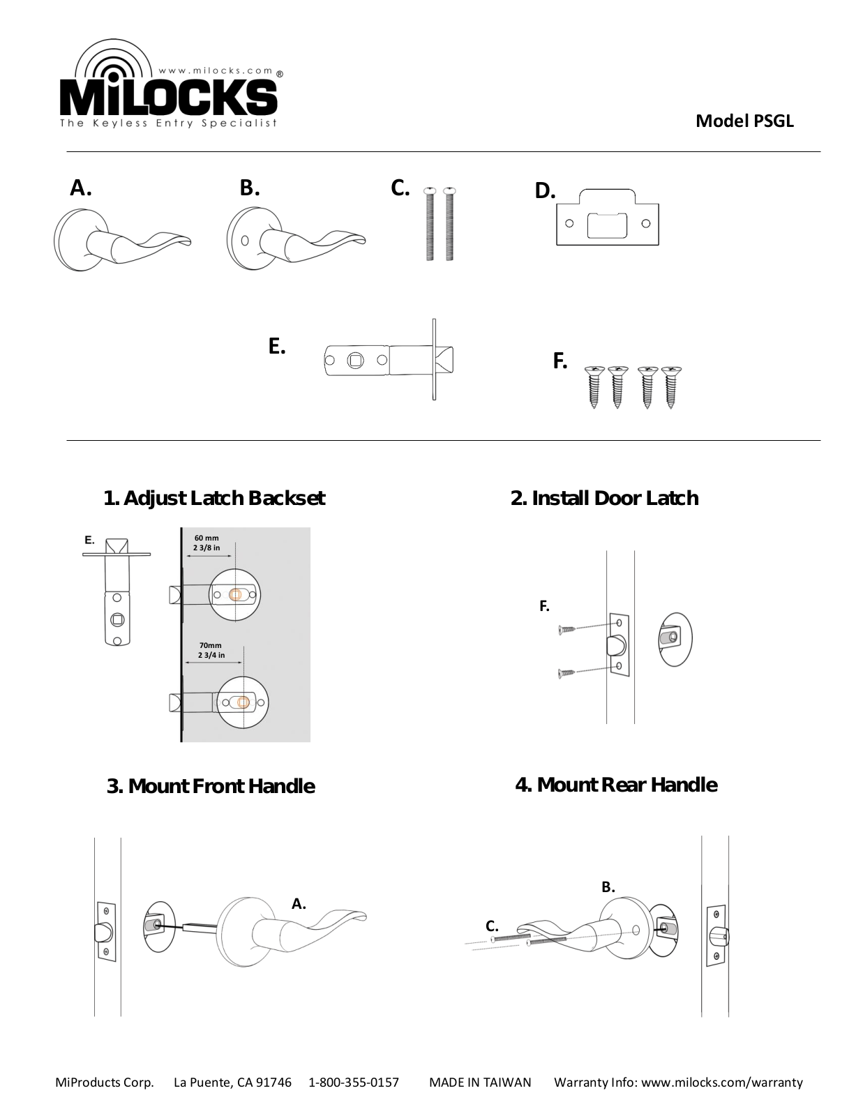 Milocks MILO1075 Lever Instructions - ManualMachine.com