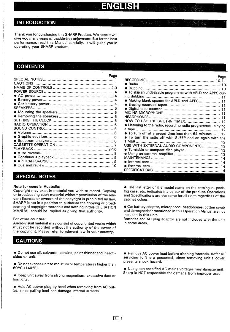 SHARP WF-939Z User Manual