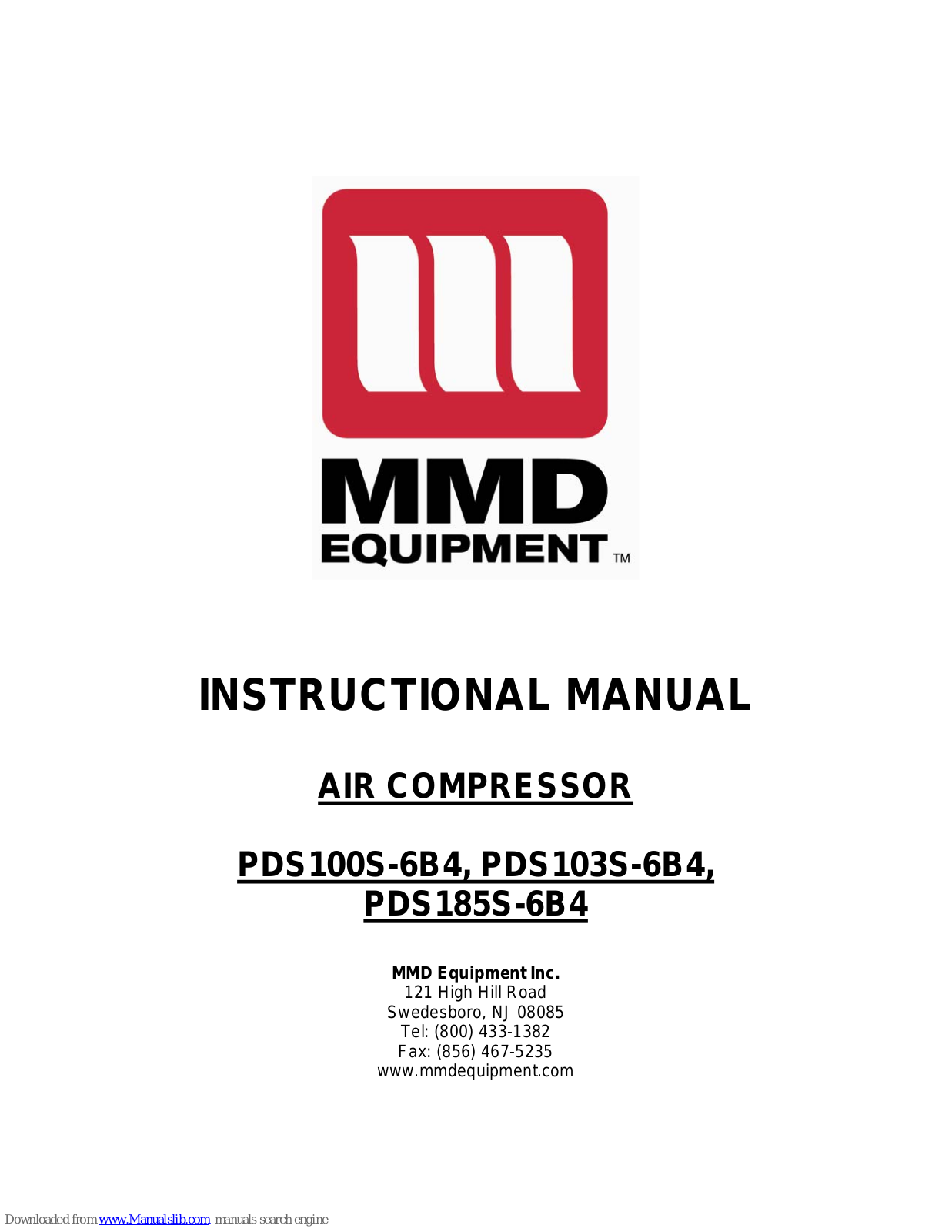 MMD Equipment PDS100S-6B4, PDS103S-6B4, PDS185S-6B4 Instruction Manual