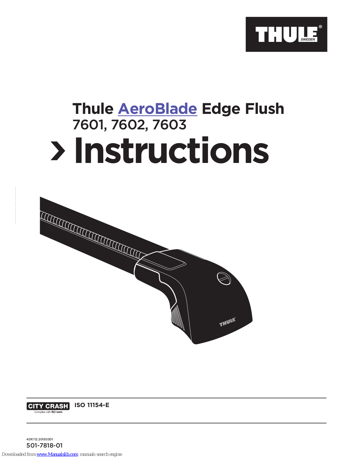 Thule AeroBlade 7601, AeroBlade 7602, AeroBlade 7603 Instructions Manual