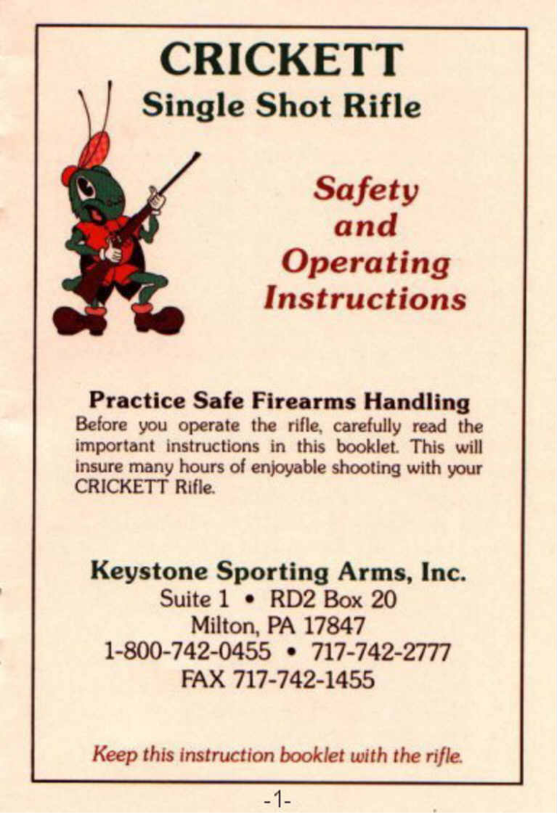 keystone crickett User Guide - ManualMachine.com