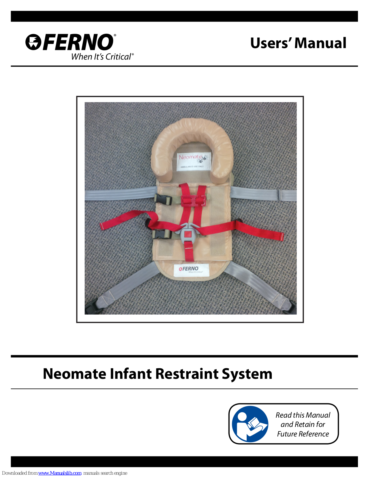 Ferno Neomate Infant Restraint, Neomate System User Manual