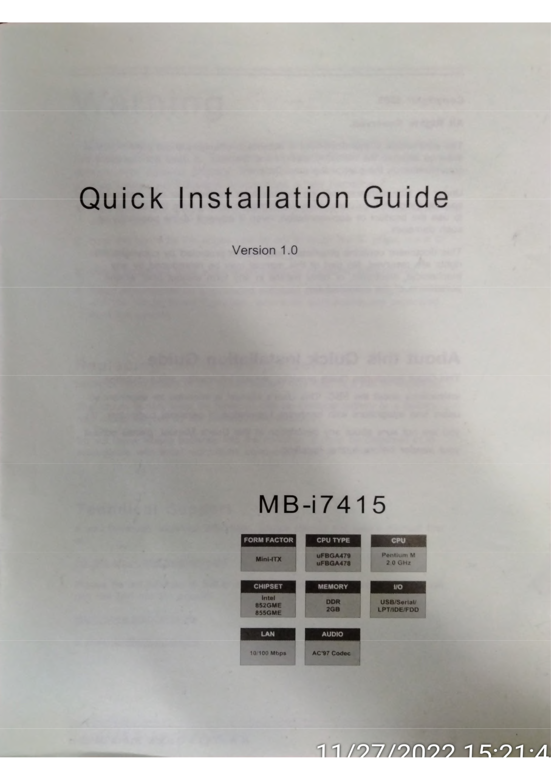 Arbor ITX-i7415VL Quick Guide - ManualMachine.com