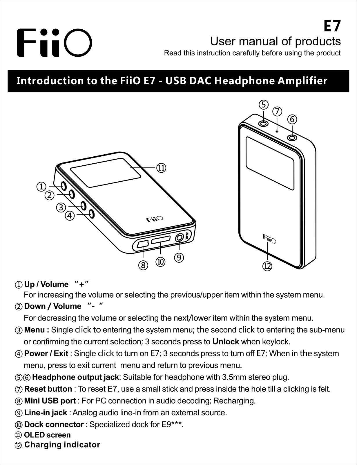 Fiio E7 User guide - ManualMachine.com