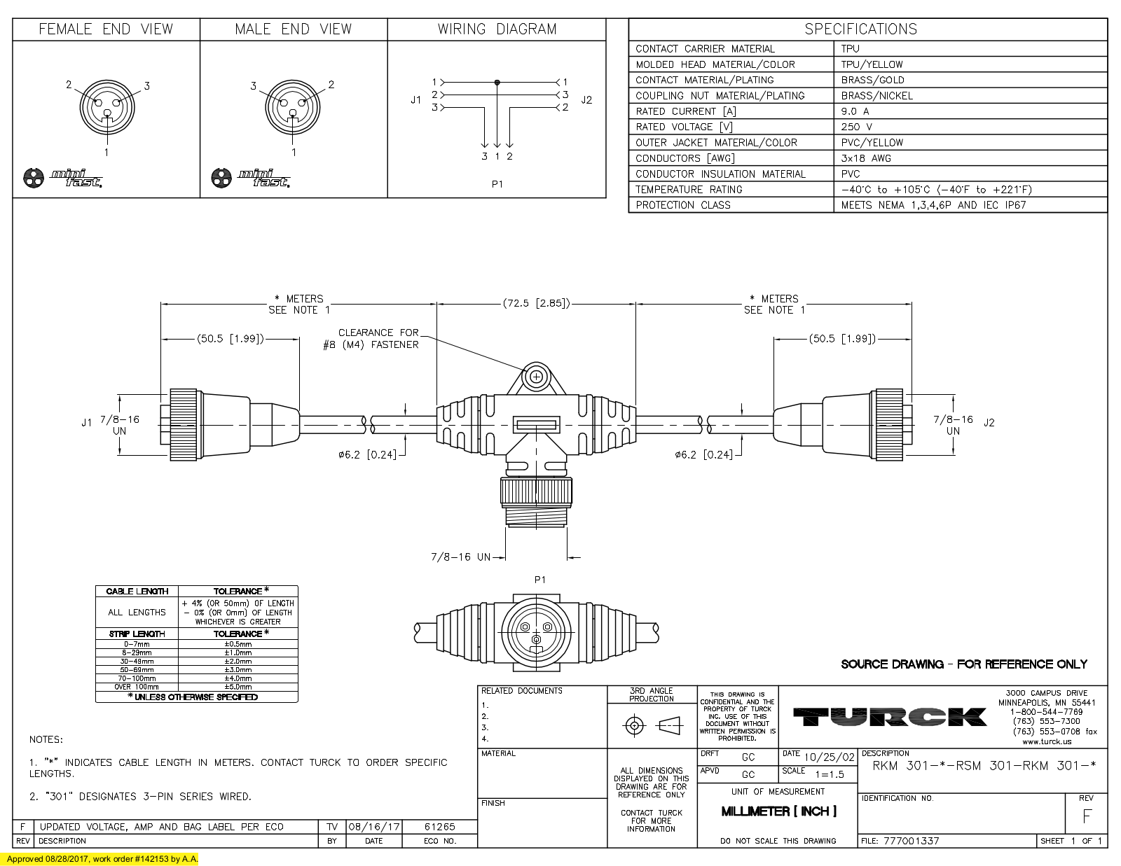 Turck RKM301-1-RSM301-RKM301-1 Data Sheet