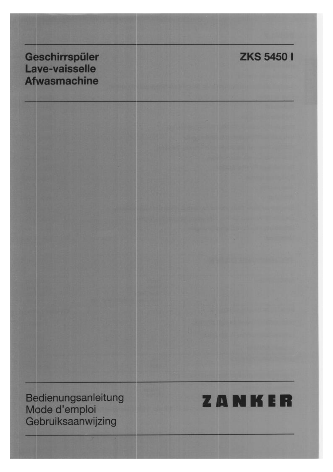 Zanker ZKS5450I User Manual