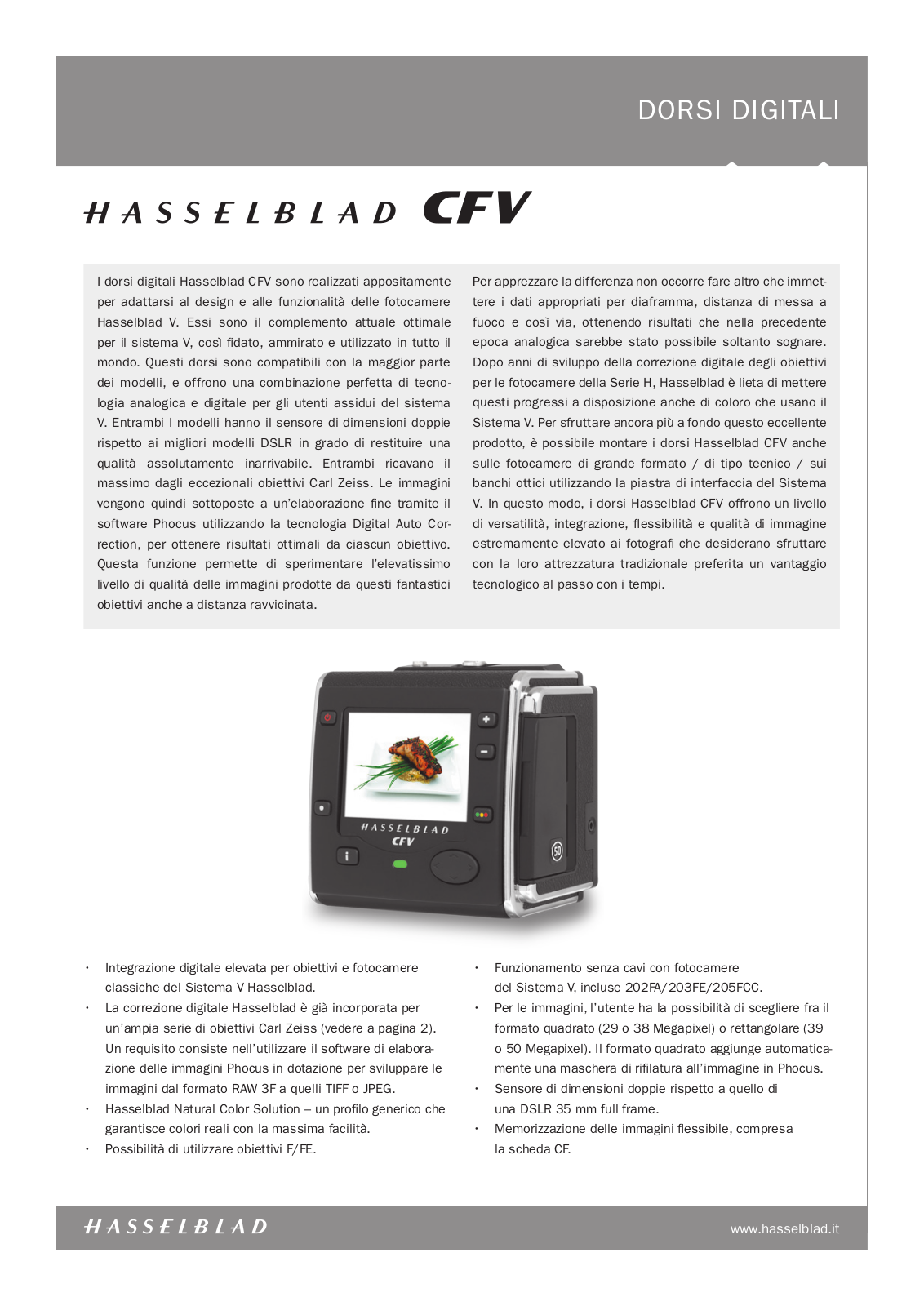 Hasselblad CFV User Manual